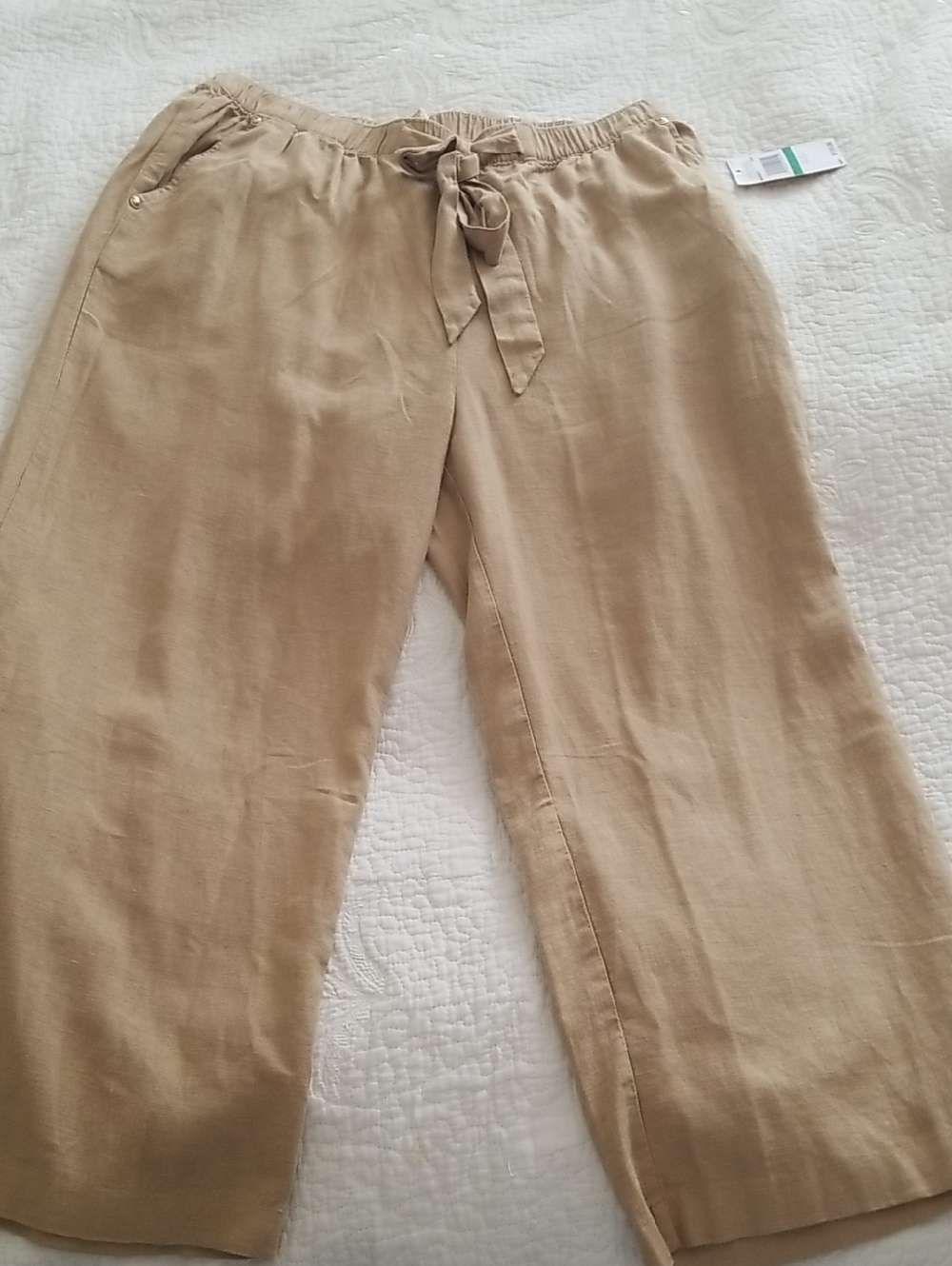 NEW! MICHAEL Michael Kors Beige Linen  blend Wide leg cropped Pants